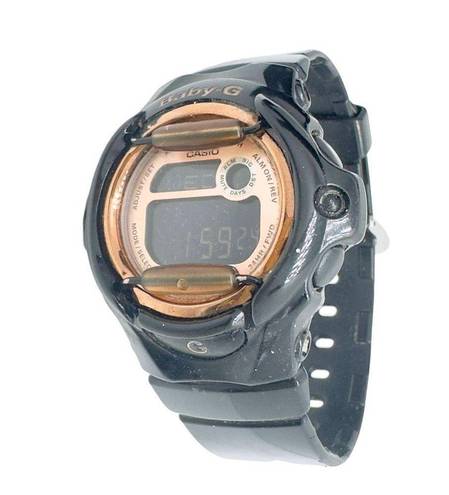 Casio  Women's Wristwatch Baby G Round Digital Buckle 12-Hour Dial Black