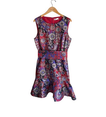 Natori Synthetic Floral Patchwork Jacquard Obi Dress in Violet