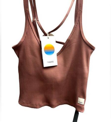 Vuori  Women’s Rib Crop Tank Cropped Athletic Top Color Marsala Pink XS