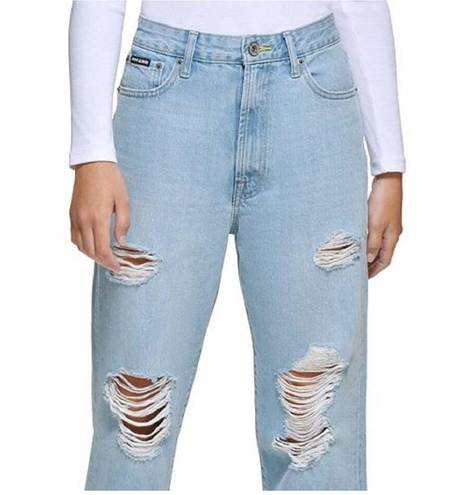 DKNY NWT   Jeans Distressed Frayed Hem Straight Leg Jeans 32/14