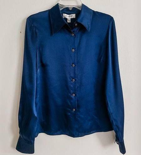 St. John  Collection Navy Silk Blouse