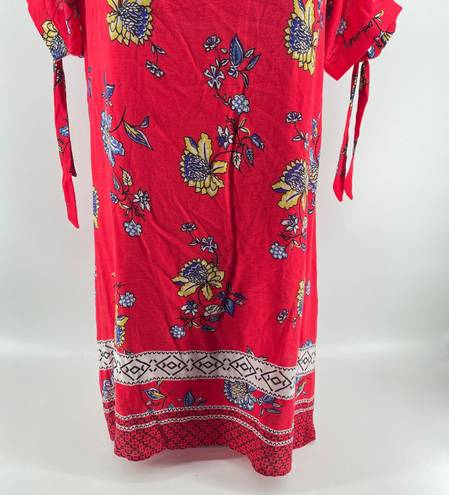 Sequin Hearts Women’s Red Floral Off The Shoulder Tie Sleeve Summer Dress XL