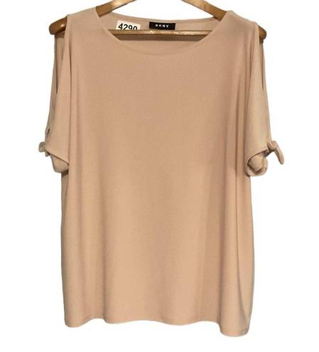 DKNY  TAN Cold shoulder blouse size XL