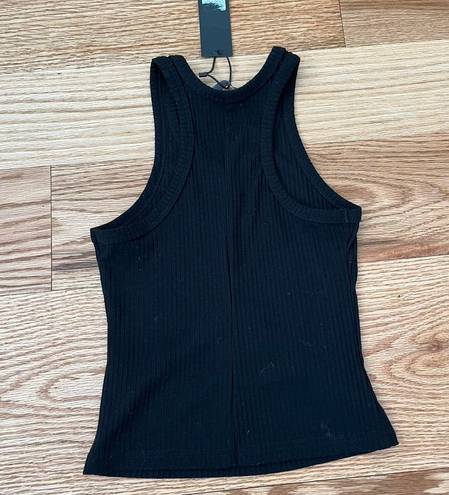 LIONESS  Black Ribbed Tank Top