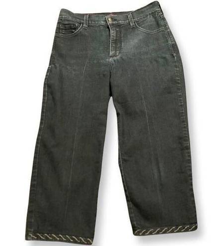 NYDJ  Lift x Tuck Technology Crop Dark Blue Embellished Hi-Waist Jeans/Pants Sz 6