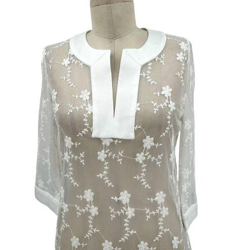 Gretchen Scott  Mesh Embroidered Dress Net Game White Size XS