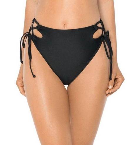 Relleciga Women's Black(Strappy Crossing) High Cut High Waisted Bikini Bottom Size Small