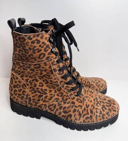 Donald Pliner  Boots Size 9.5 Leather Animal Print Classic Hiker Design Suede NEW