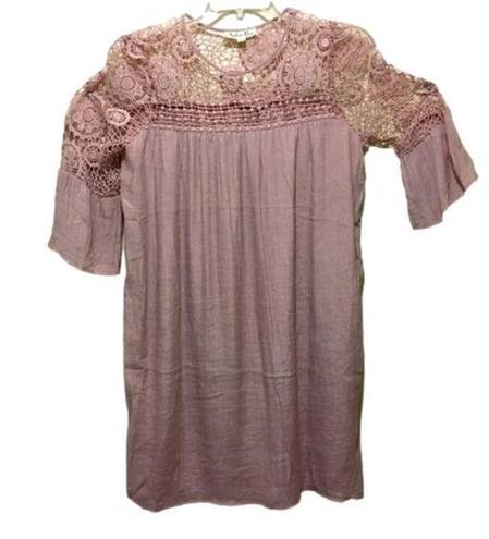 indigo. Rose Maternity dress tunic size S soft pink color roomy beautiful crochet