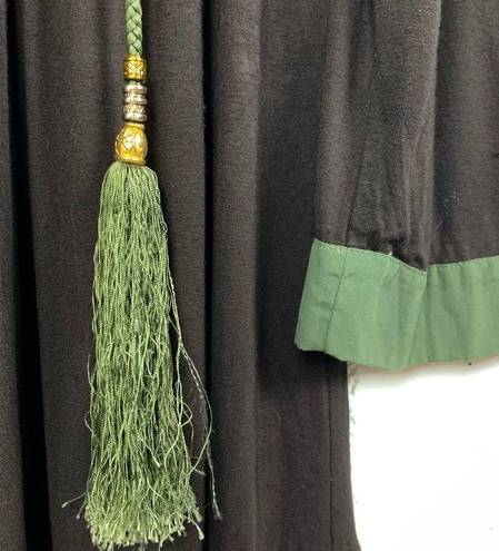 Tbags Los Angeles T-Bags Los Angeles Beaded V-Neck Tunic Top Black Green Rope Tassels Size Large