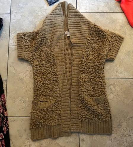 Michael Kors Tan fluffy short sleeve cardigan never worn 