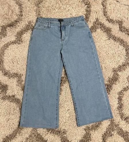 Oversized Baggy Trendy Light Blue Wash Low Rise Wide Leg Jeans PLT Size 8