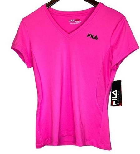 FILA NWT  Sport Size M Sudden Pink Tee Trudry Mesh Panels Flat Seams Stretch