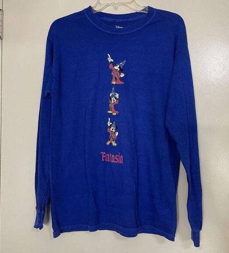 Disney  Mickey Mouse Fantasia blue long sleeve crew neck shirt size Small