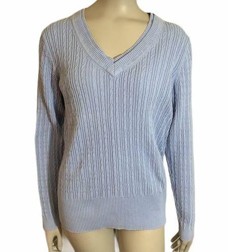 Tommy Hilfiger  V- Neck Cable Knit Sweater Lt Blue