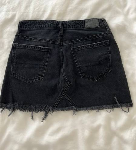 American Eagle Outfitters Black Distressed Denim Mini Skirt