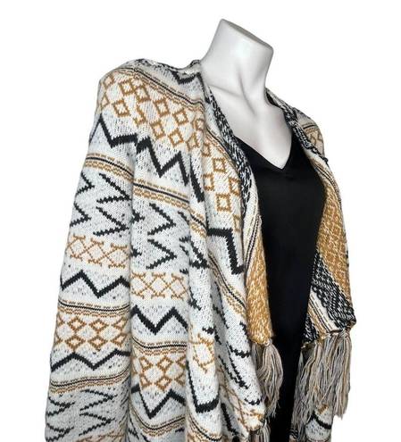 Shyanne  Country Open Front Cardigan Sweater Western Boho Womens M Chevron