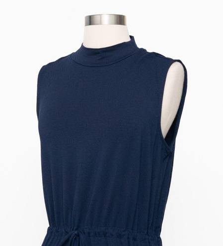 Eileen Fisher . Mock Neck Tie Waist Sleeveless Dress.