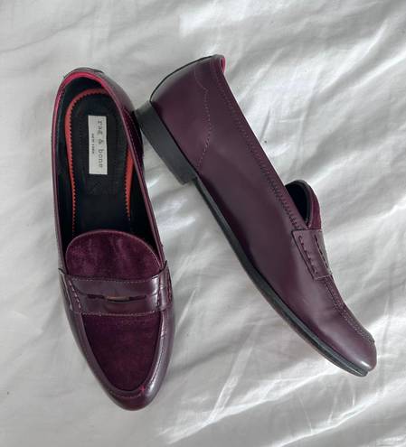 Rag and Bone Dina leather penny loafers in burgundy Bordeaux color 