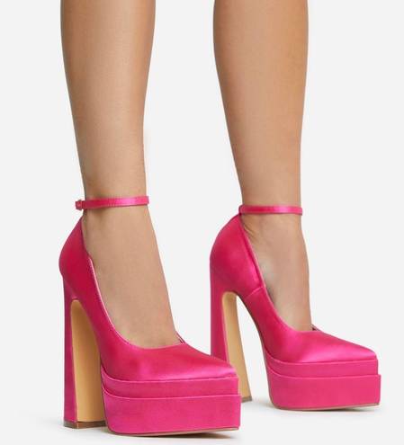 EGO ALL-SNATCHED ANKLE STRAP POINTED TOE PLATFORM BLOCK HEEL