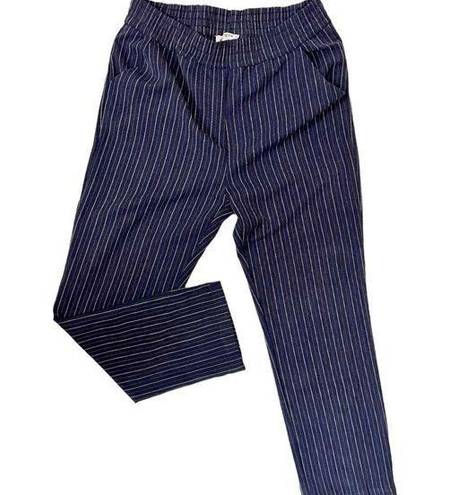 Umgee  Pinstripe Navy Pull On Trousers Size Medium