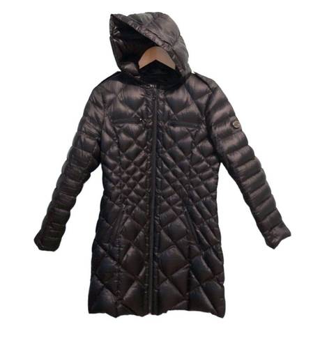 Bernardo  Quilted Puffer Jacket Coat Longline Hooded Size Medium