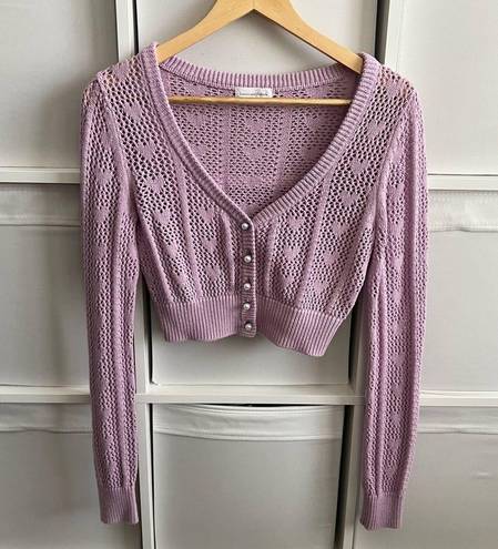 Lovers + Friends Revolve  Purple Cropped Crochet Sweater