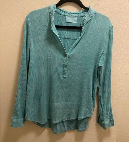 Zadig & Voltaire  Tone Crinkle Button Front Long Sleeve Top Size Medium