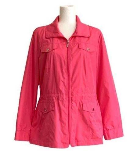 Studio Works  Jacket Windbreaker Pink Zipper Front Lightweight Jacket Size Large