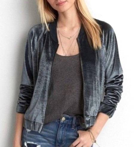 American Eagle NEW  Outfitters Velvet Bomber Jacket size M Grey