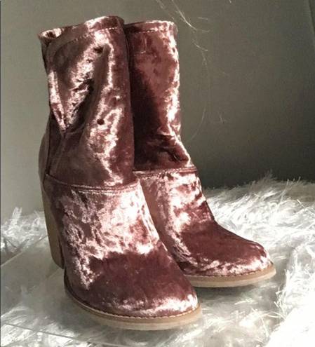 sbicca  Crushed Velvet Fold-over Block Heel Booties