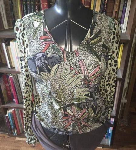 Blink  London leopard print S boho flowy lightweight blouse