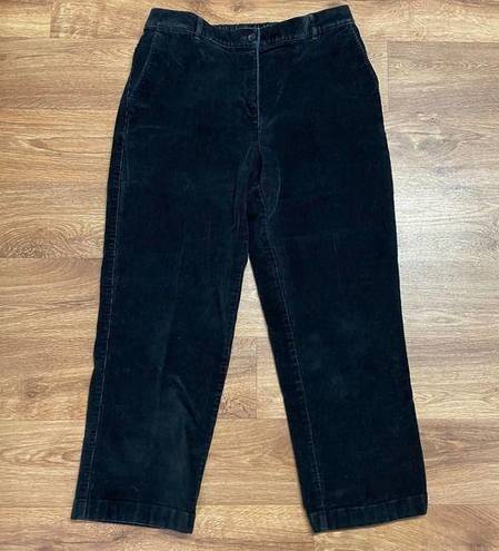 L.L.Bean  Classic Fit Womens Black Corduroy Slacks Size 14P Cropped Pants 500953