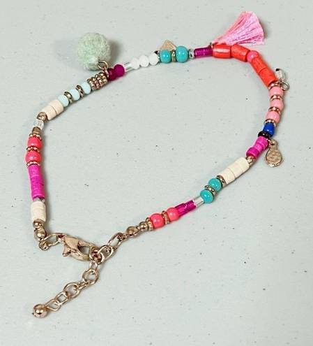 Pink Beaded Tassel Boho Bohemian Anklet Ankle Bracelet Jewelry 🩷