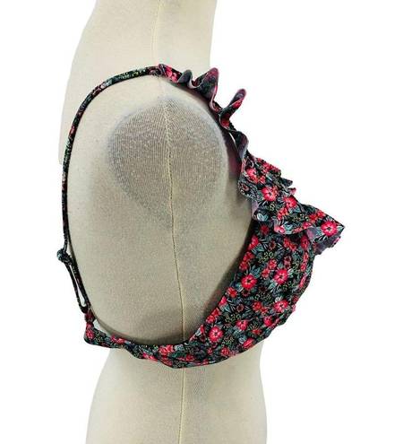 Aeropostale Live Love Dream  Floral Ruffle Triangle Bikini Top Large