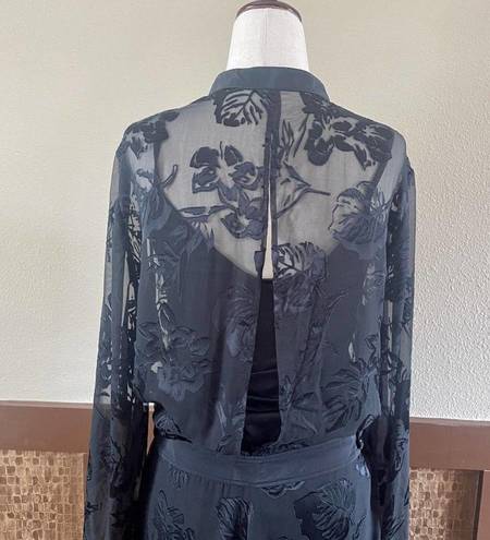 Rag and Bone  Tallulah Black Floral Print Silk Blend Shirt Dress Size 8 NWOT