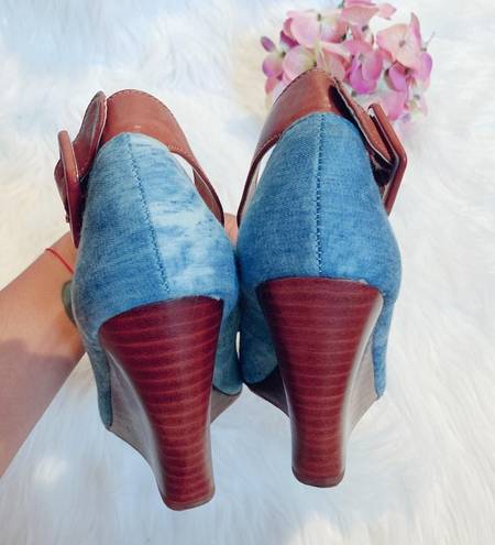 mix no. 6 Blue Denim/Brown Ankle Strap Wedges!