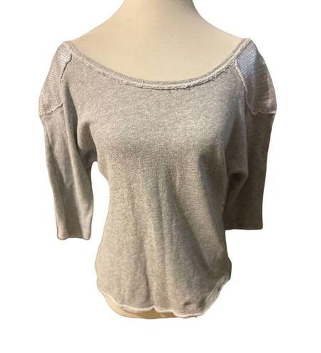 Xhilaration  Gray W/ Sequins 3/4in Sleeves 100% Cotton Lightweight Stylish Fringe