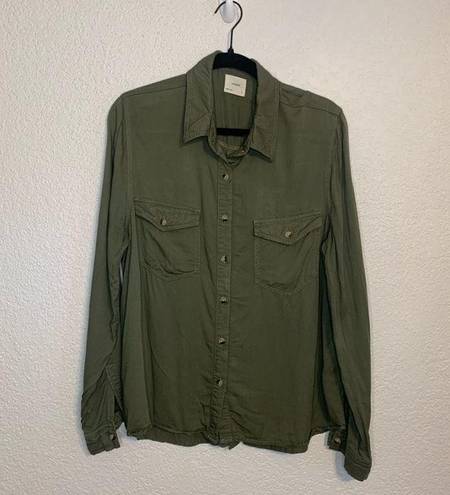 Harper  Womens Large Button Up Utilty Shirt Green Long Sleeve Western Super Soft