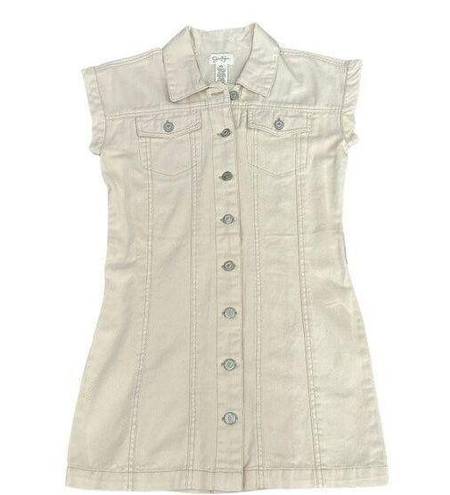 Jessica Simpson  All Cotton Khaki, Button Up Overall Dress, X-Small