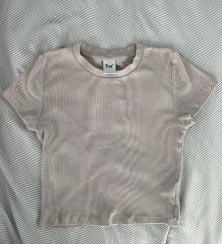 Aritzia TNA Lilac Ribbed Cropped Tee