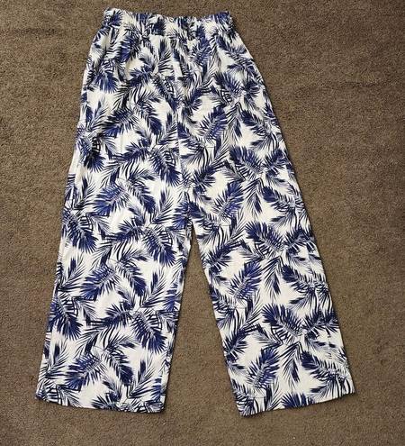 Panama Jack Blue/White Hawaiian Palm Tree Pants, Women's XL