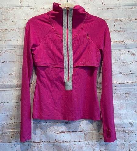 Roxy  Pullover reflective tabs thumbholes pink half zip collared lightweight S