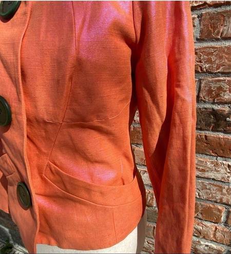 Tracy Reese orange linen blend coat with pink sheen / 8 / NEW WITH TAGS