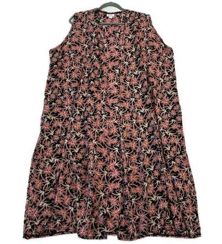 LuLaRoe  Women's Joy Vest XL Black Red Floral Sleeveless Cardigan Duster