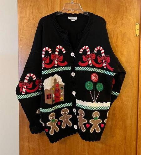 The Loft The Sweater Heavyweight Cardigan Sweater Christmas Candy Cane Buttons 2X