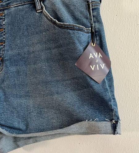 Ava & Viv  Shorts Denim Jean Mid-Rise Midi 4” Rolled Cuff Button Fly Sz 22W NWT