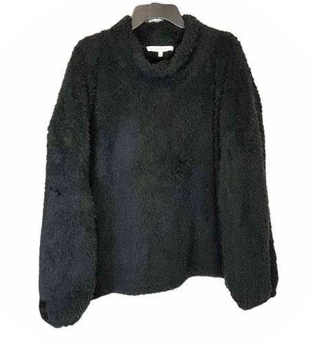 Carole Hochman Black Sherpa Fluffy Pullover High Neck Top Women 3X