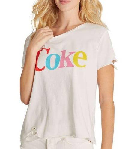 Wildfox  Vanilla White Coke Stellar Graphic Tee Distressed Women's Size Small