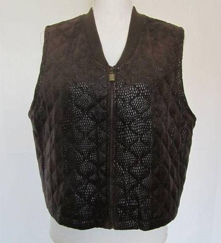 Studio Blue Women’s Brown Sleeveless Zip Up Quilted Vest M